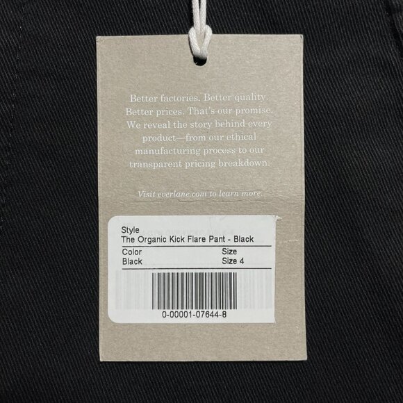 NWT Everlane The Organic Kick Flare Pant Womens 4 Black - Picture 12 of 12